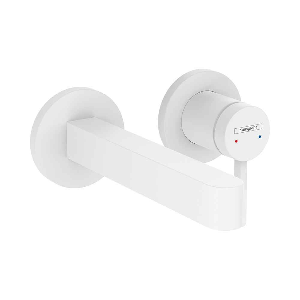 Смеситель для раковины Hansgrohe (Хансгрое) Finoris однорычажный скрытого монтажа настенный с изливом 168 см 76051700 белый матовый