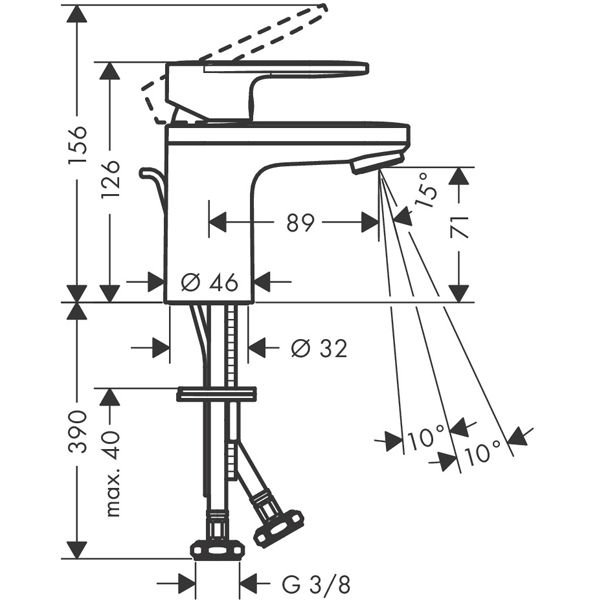 Смеситель Hansgrohe (Хансгрое) Vernis Blend для раковины, излив 70 мм, с донным клапаном, цвет: хром 71570000
