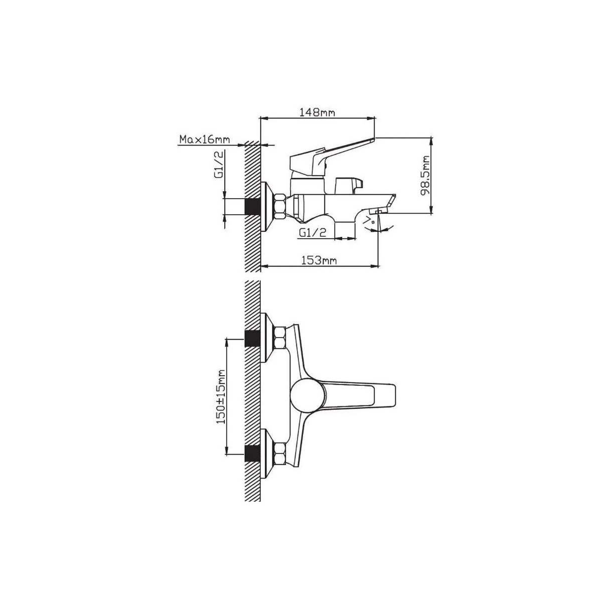 Смеситель для ванны Potato (Потато) P30155QH, графитно-черный