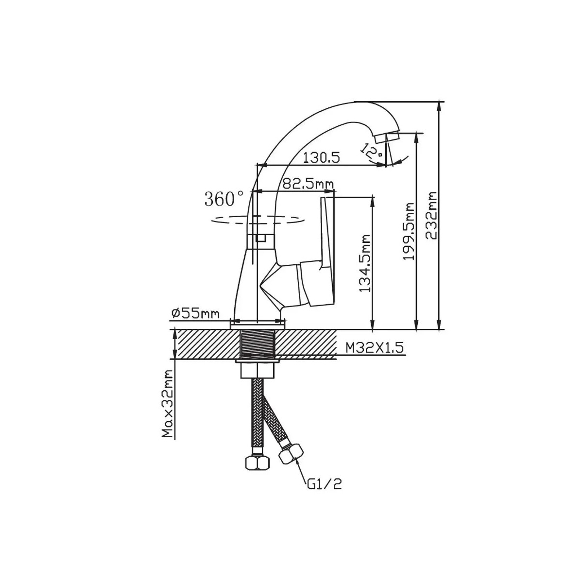 Смеситель для кухни Potato (Потато) P38270-2G, матовое золото