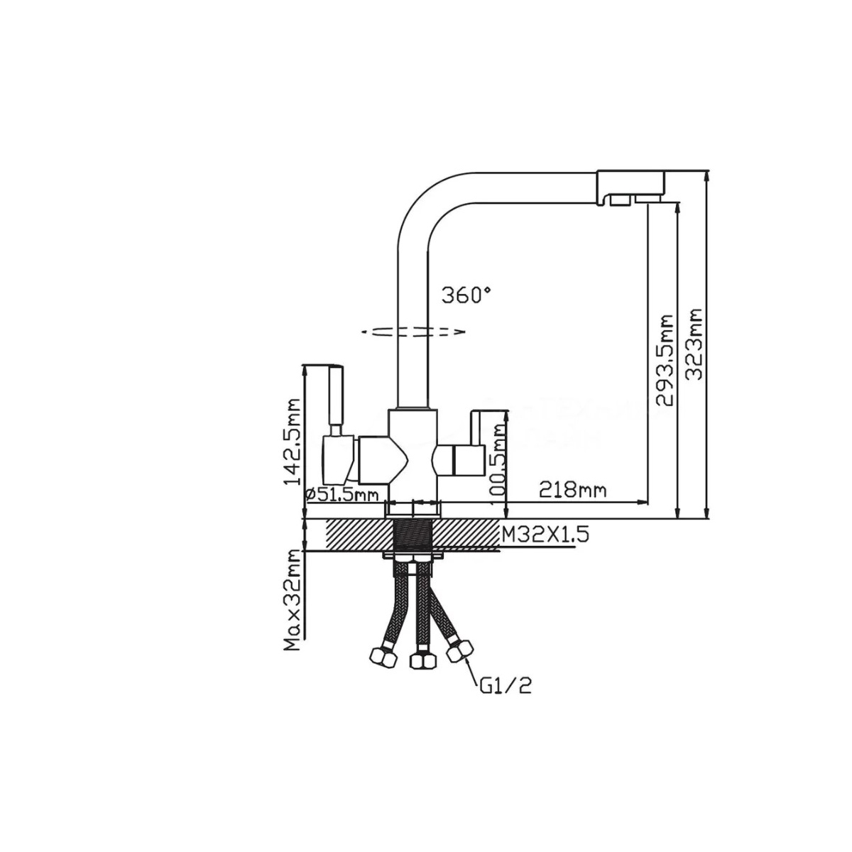 Смеситель для кухни Potato (Потато) P4498-2G, матовое золото