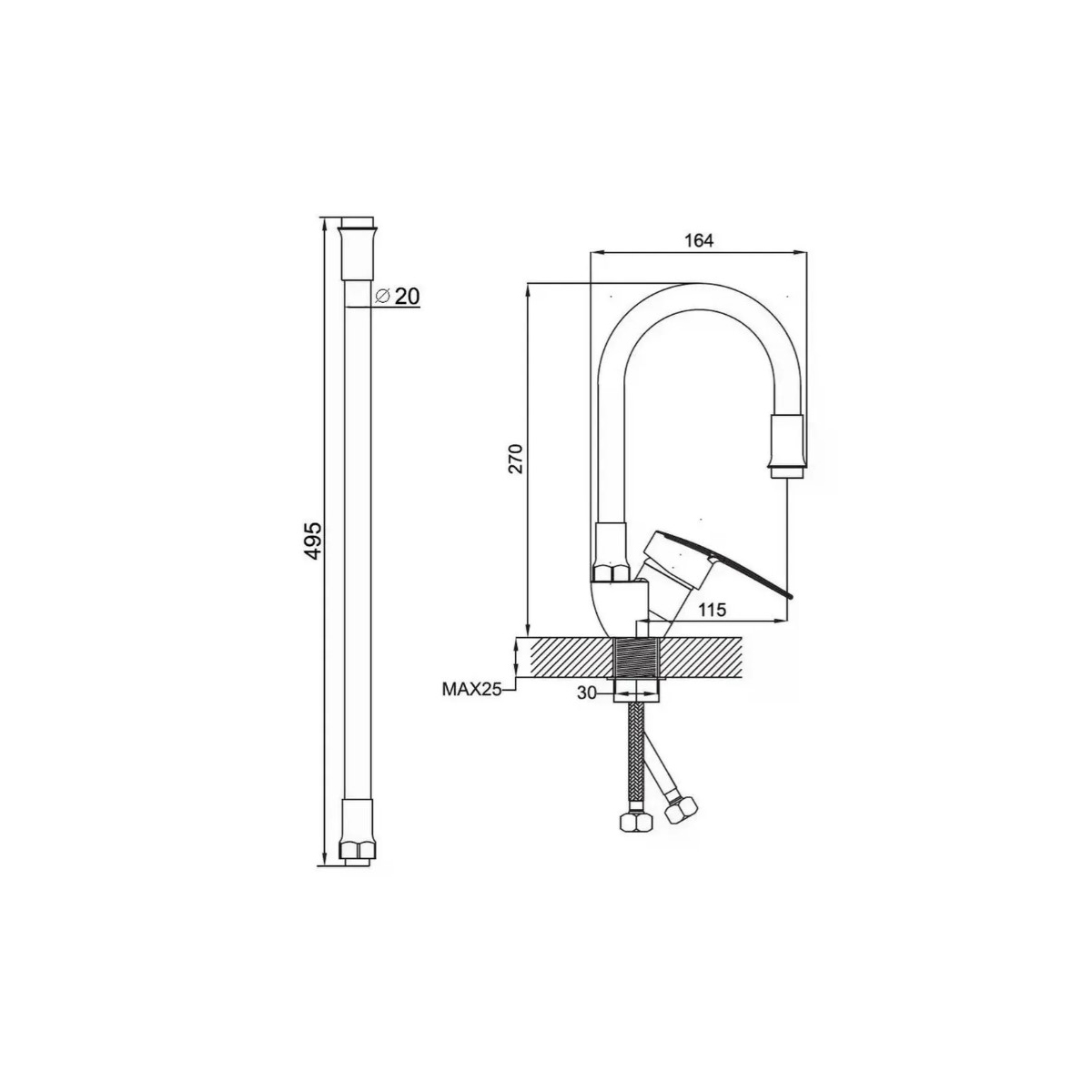 Смеситель для кухни Potato (Потато) P58278-10N, хром, желтый