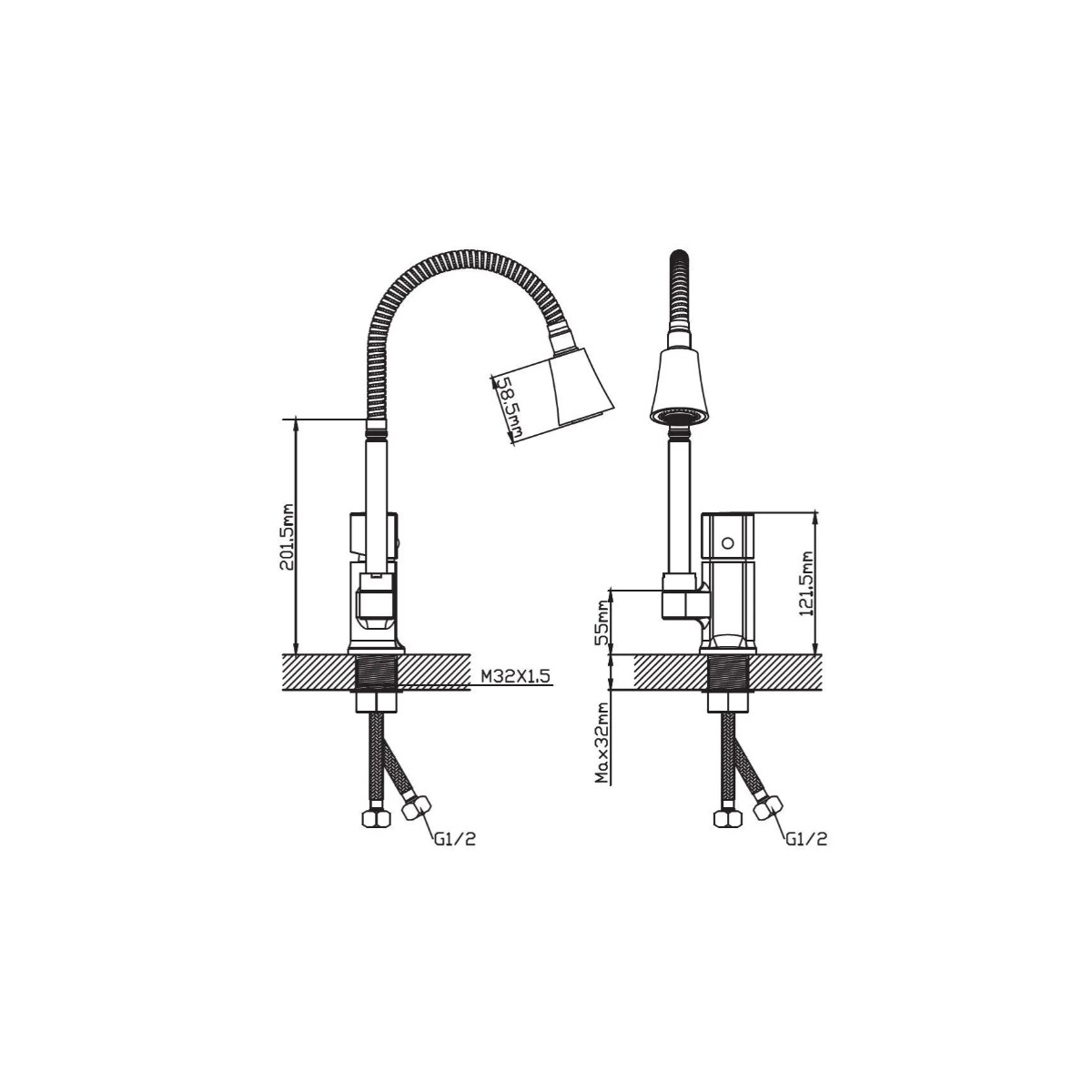 Смеситель для кухни Potato (Потато) P58360BL, черный матовый