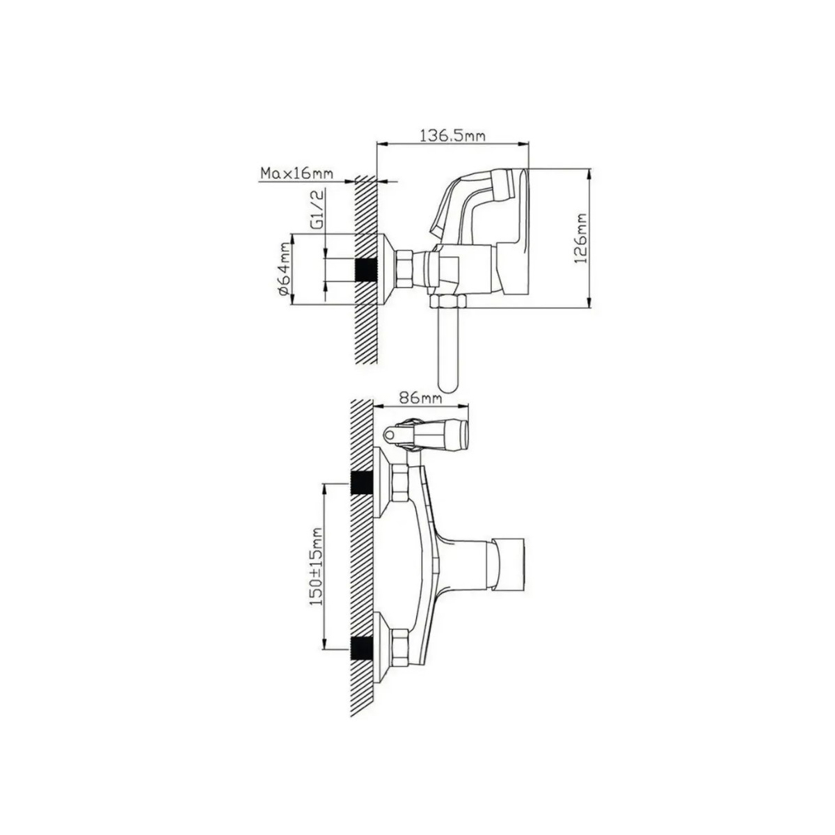 Смеситель для биде Potato (Потато) P20118-6, черный, хром