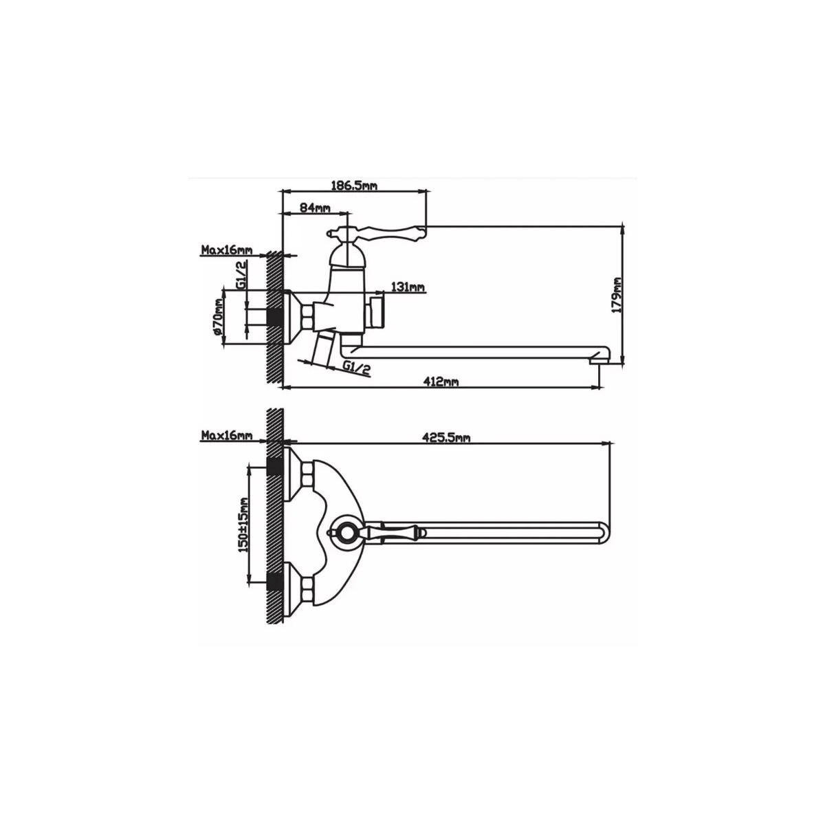 Смеситель для ванны Potato (Потато) P22275, хром
