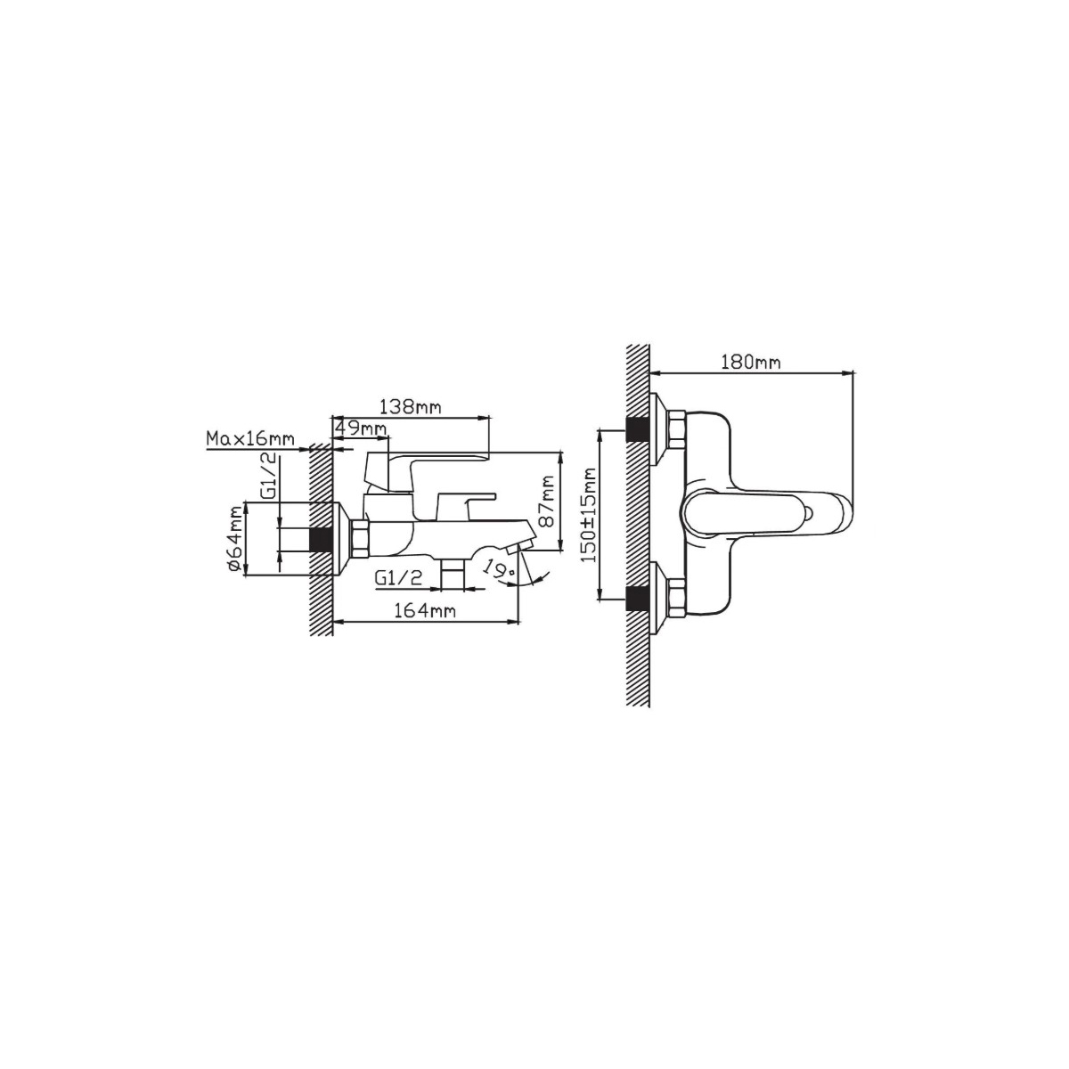 Смеситель для ванны Potato (Потато) P30118-6, черный