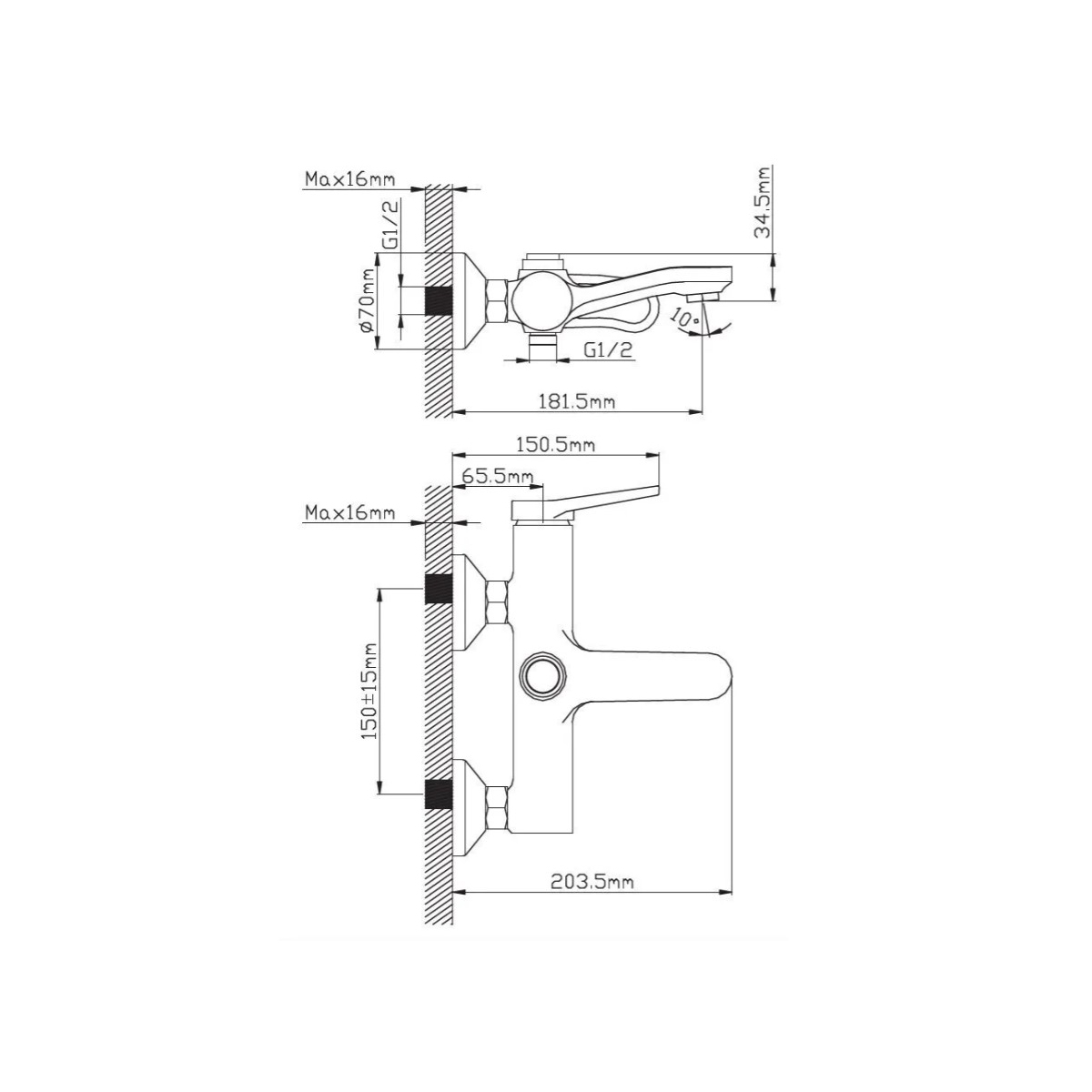 Смеситель для ванны Potato (Потато) P30276, хром