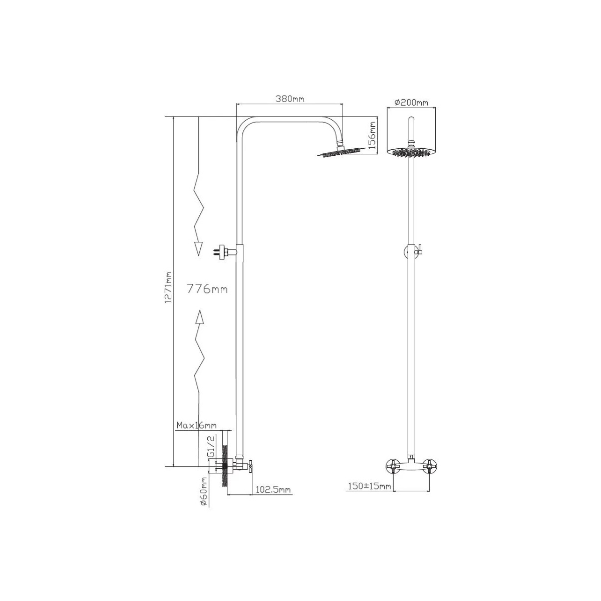 Душевая стойка Potato (Потато) P34357S, сатин