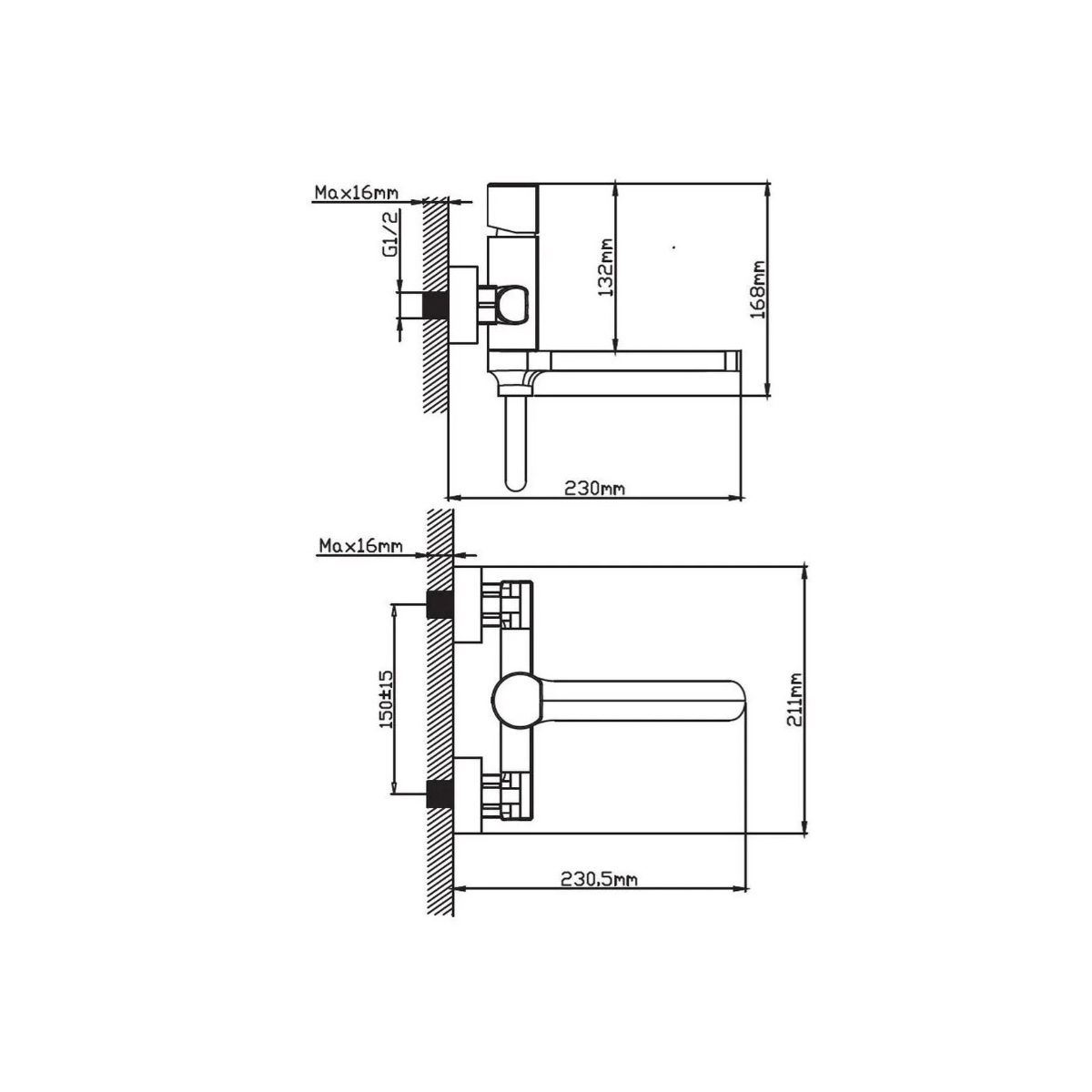 Смеситель для ванны Potato (Потато) P30360N, хром