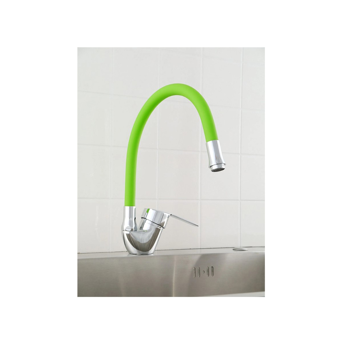 Смеситель для кухни Potato (Потато) P58278-11N, хром, зеленый