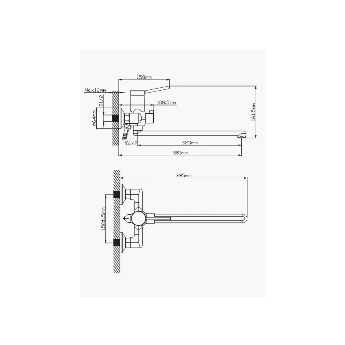 Смеситель для ванны Potato (Потато) P22180, хром