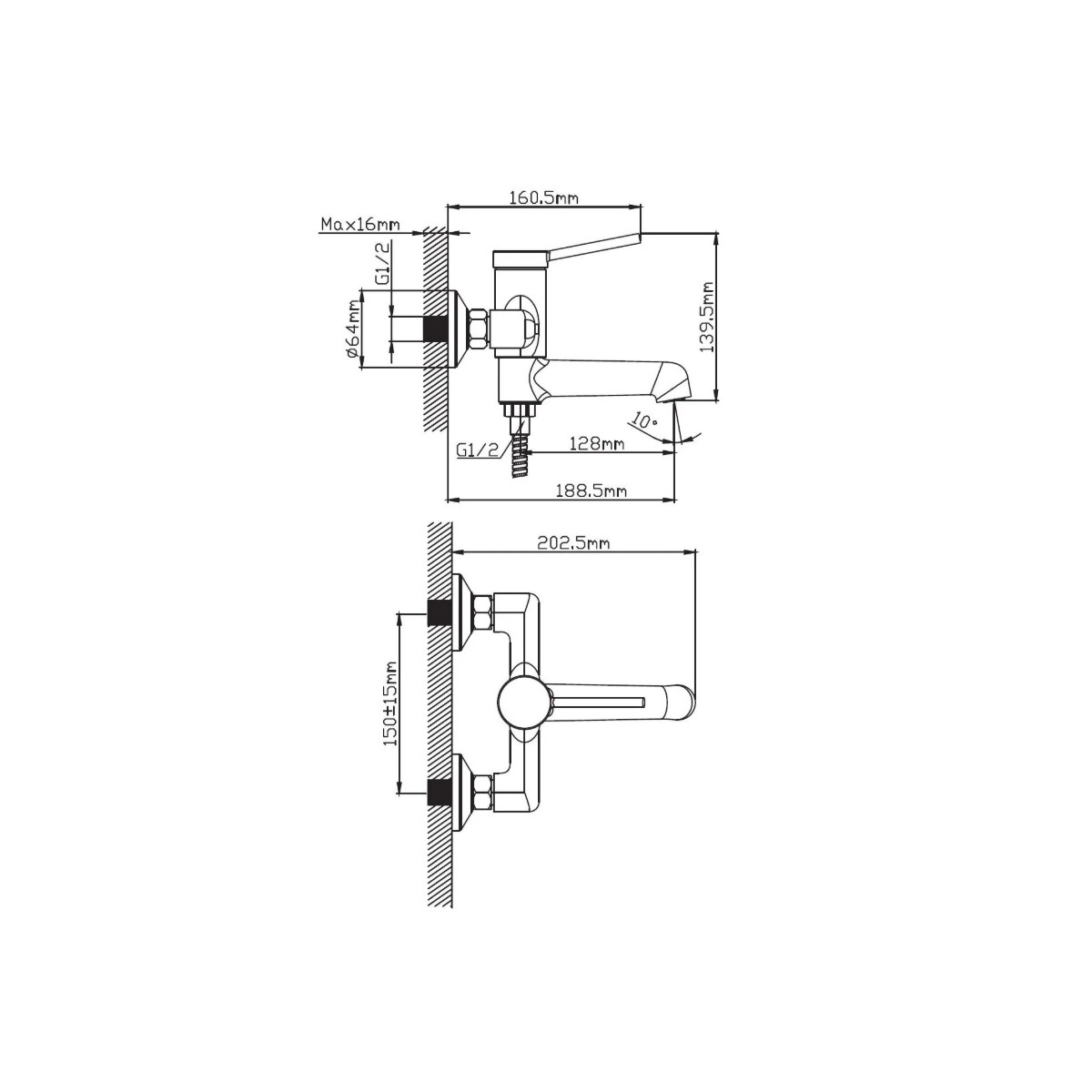 Смеситель для ванны Potato (Потато) P30180, хром