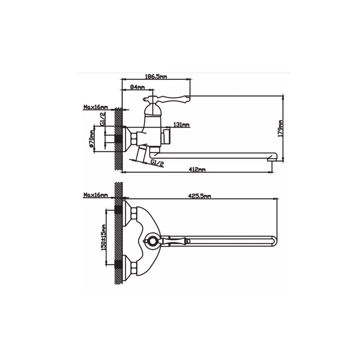 Смеситель для ванны Potato (Потато) P22275GY, матовое золото