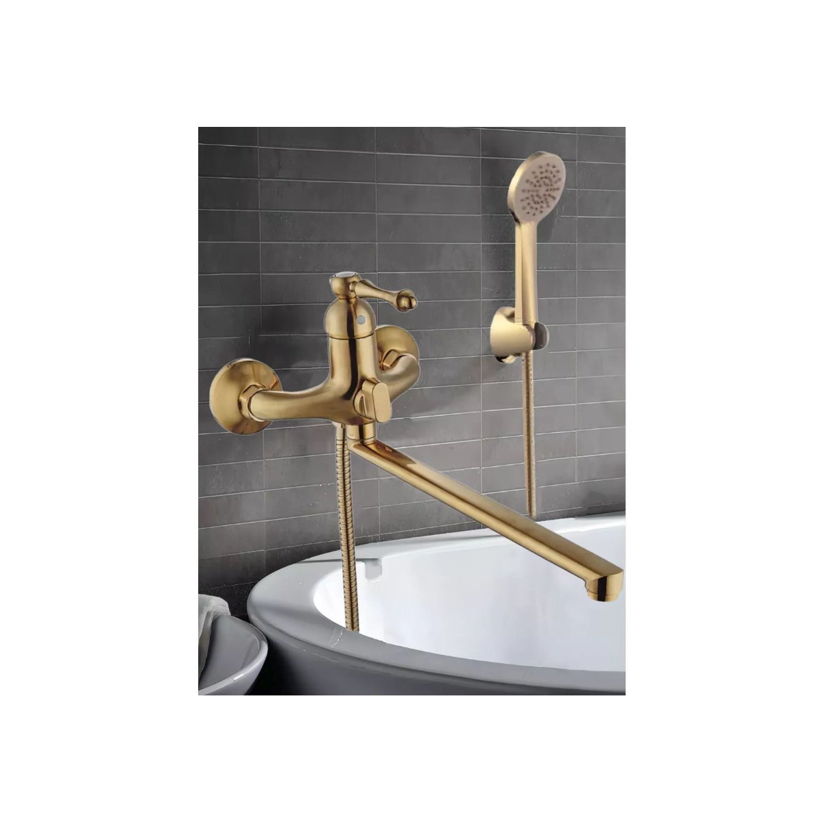 Смеситель для ванны Potato (Потато) P22275GY, матовое золото