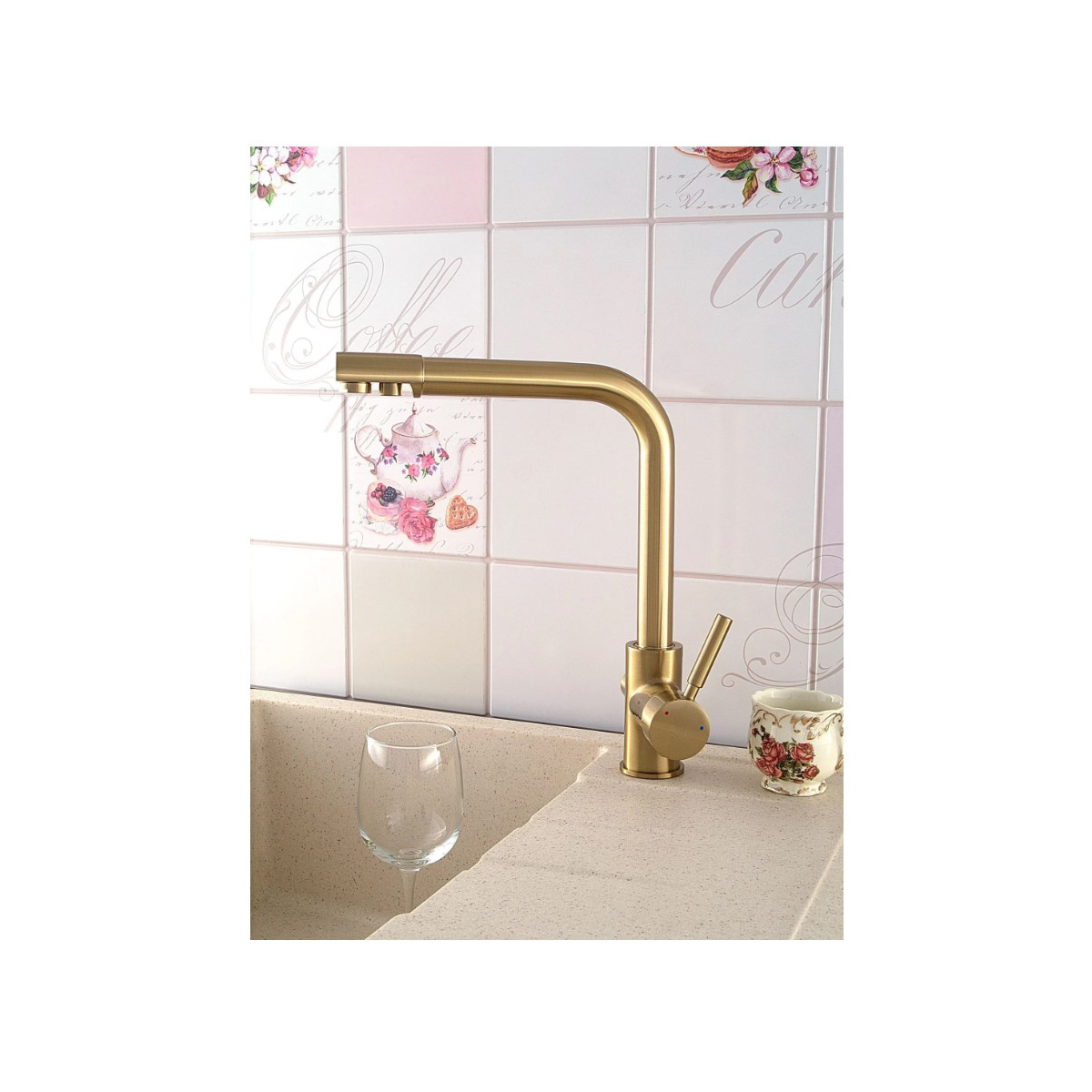 Смеситель для кухни Potato (Потато) P4498GY, матовое золото