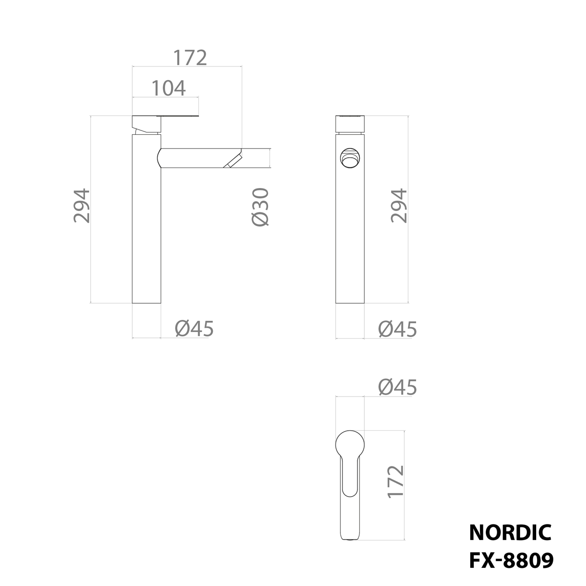 Смеситель для раковины Fixsen (Фиксен) Nordic FX-8809B, черный