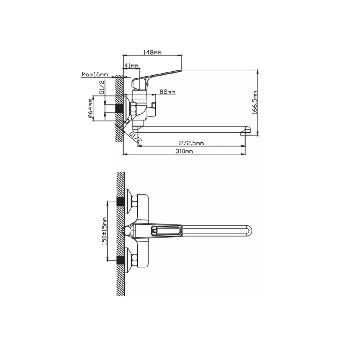 Смеситель для ванны Эверест (Everest) B22-1546 черный