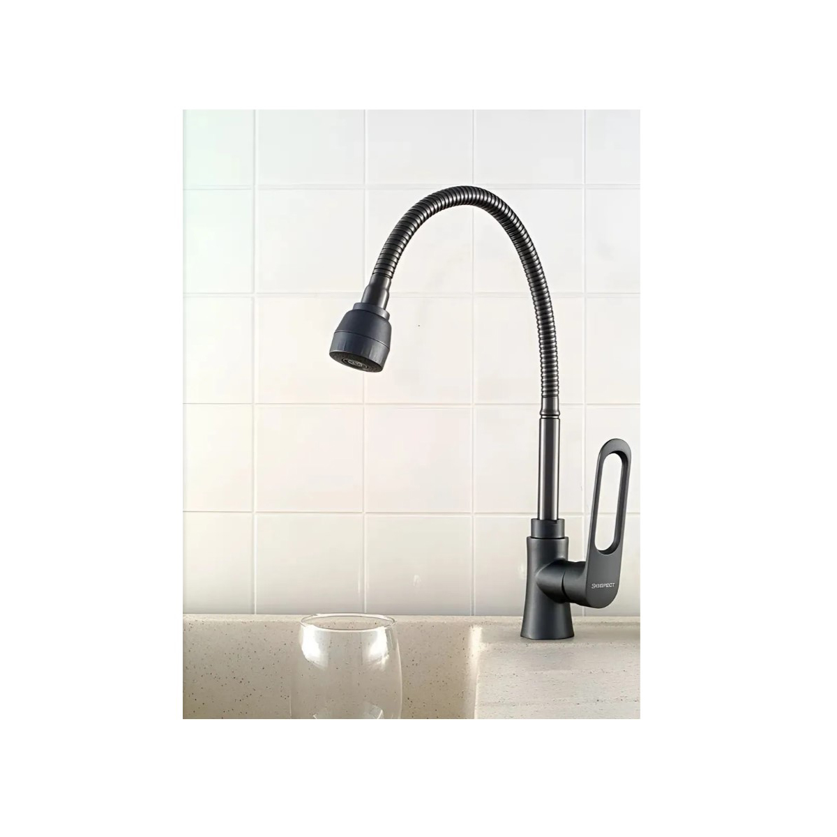 Смеситель для кухни Эверест (Everest) B58-15319 брезентово-серый