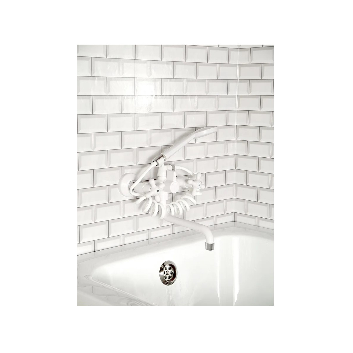 Смеситель для ванны Эверест (Everest) B22-3597 белый,хром