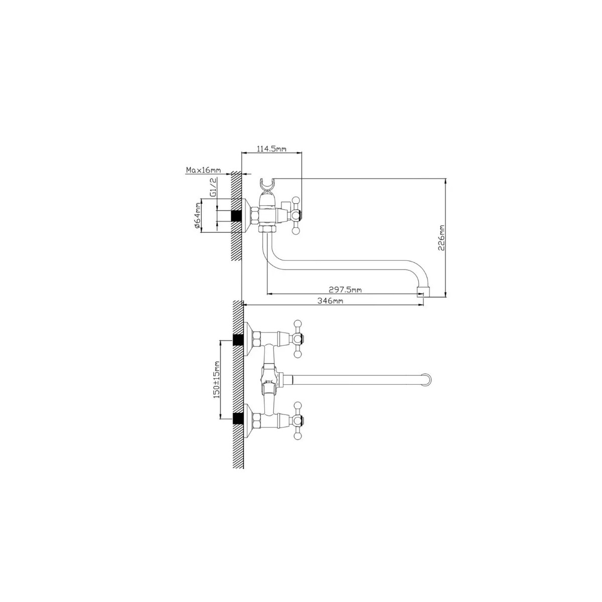 Смеситель для ванны Эверест (Everest) B25-352 белый,хром