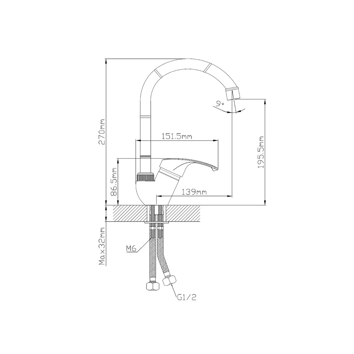 Смеситель для кухни Эверест (Everest) B57-0336 черный,хром