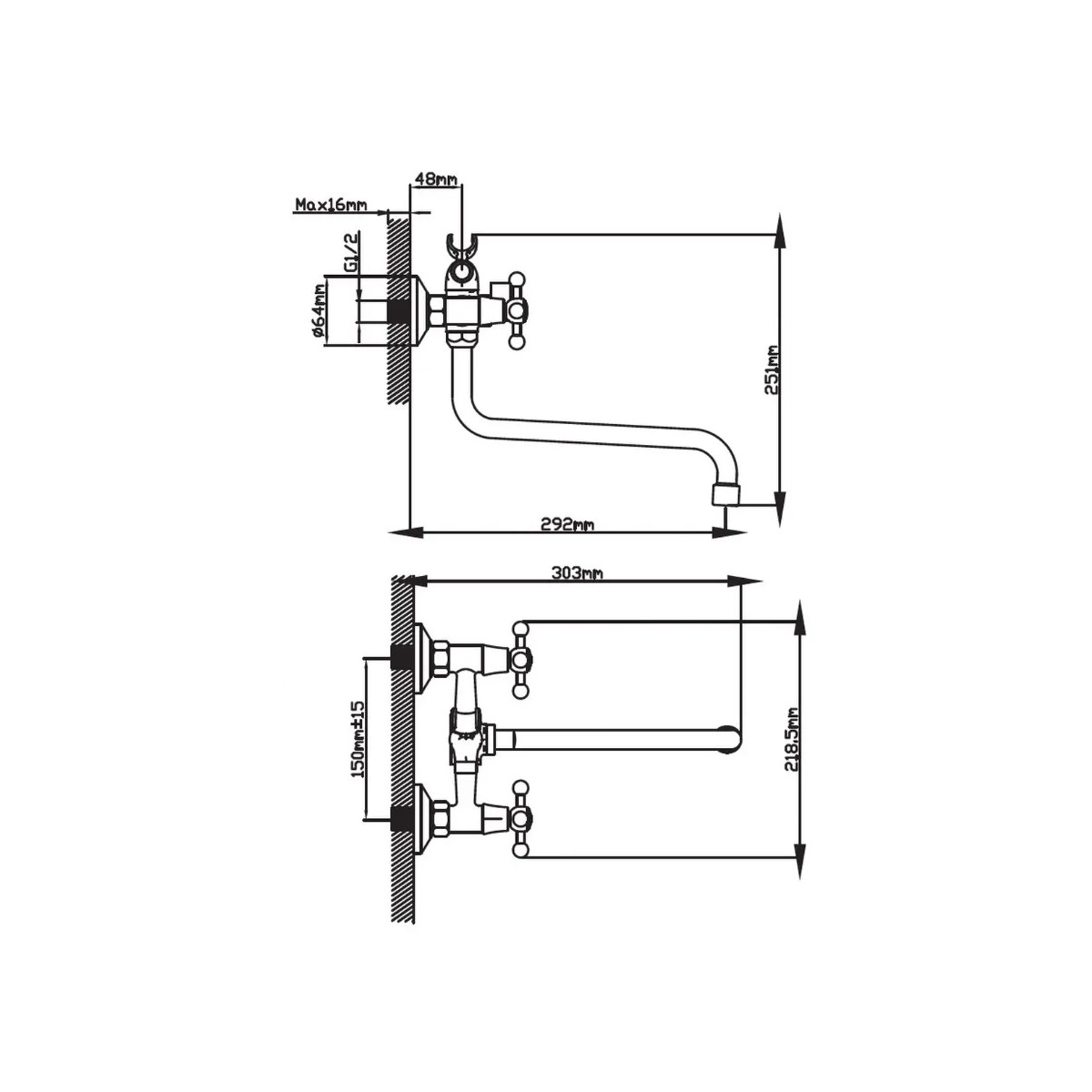 Смеситель для ванны Эверест (Everest) CB330-25 хром
