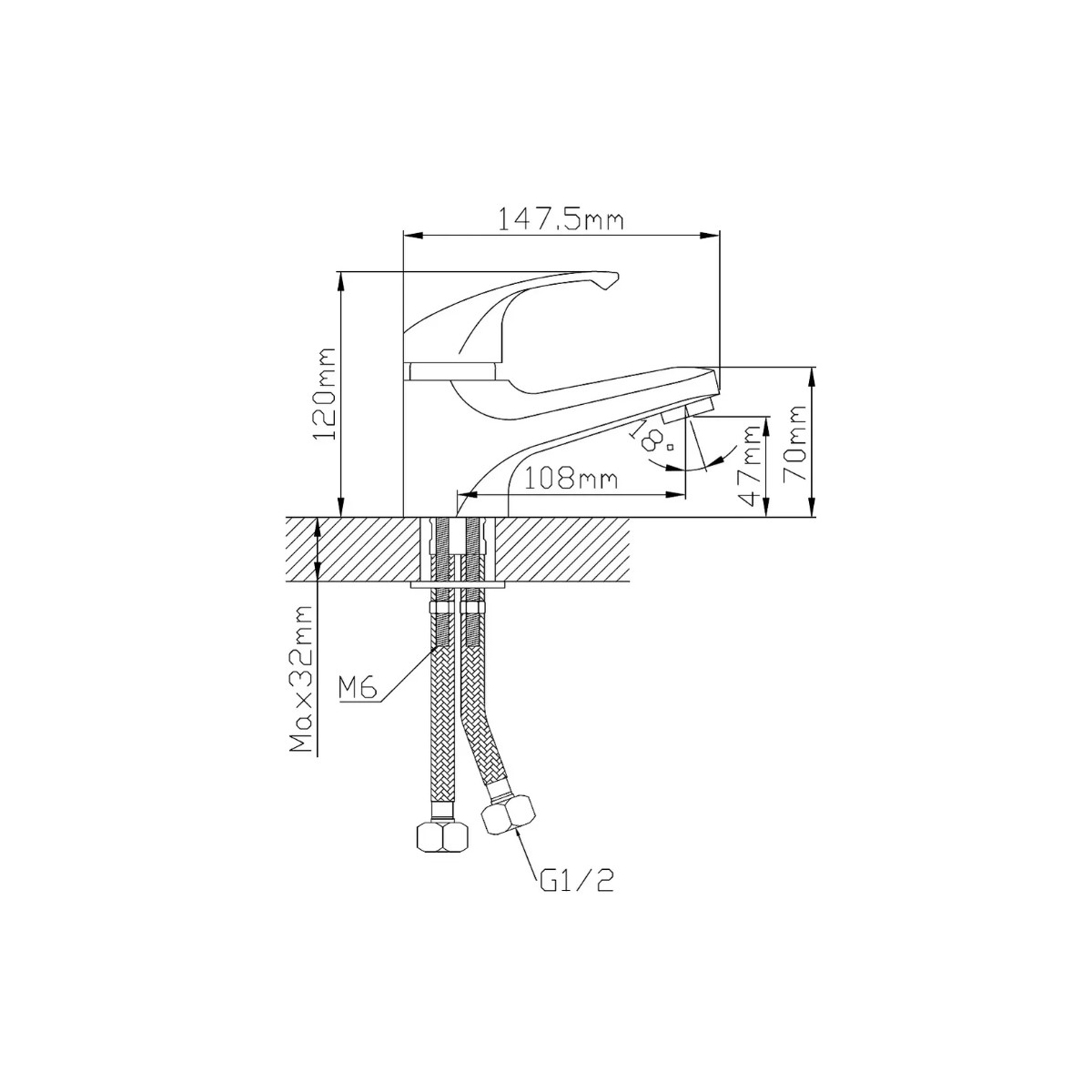 Смеситель для раковины Эверест (Everest) B10-0336 черный