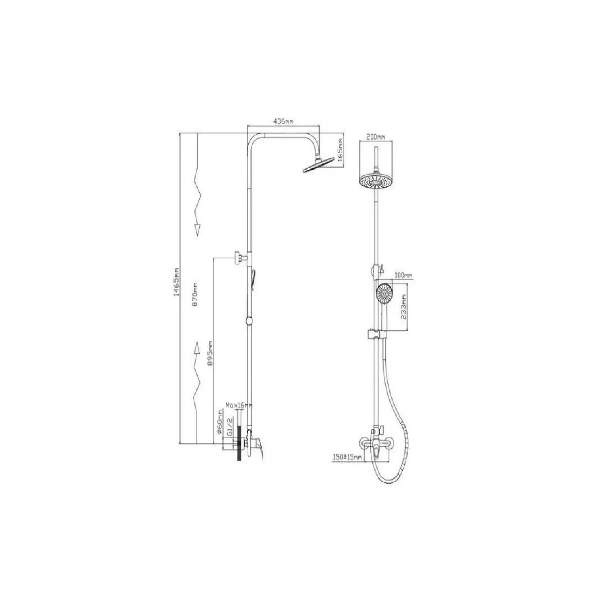 Душевая стойка Diadonna (Диадона) D111-37 хром