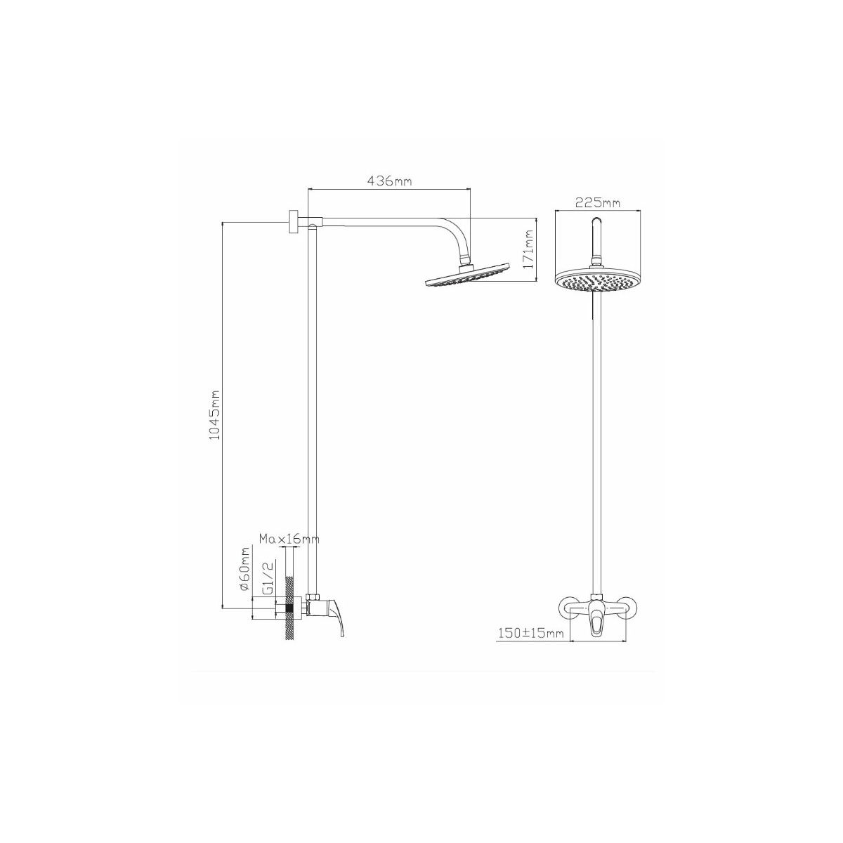 Душевая стойка Diadonna (Диадона) D111-33 хром