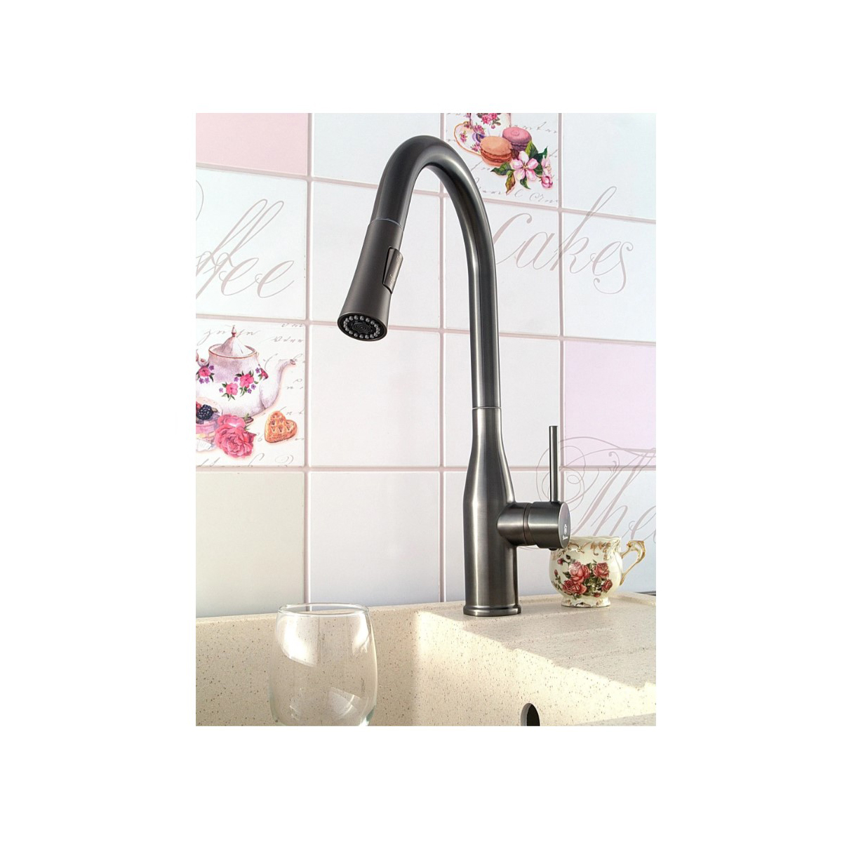 Смеситель для кухни Diadonna (Диадона) D60-0002QH серый графит