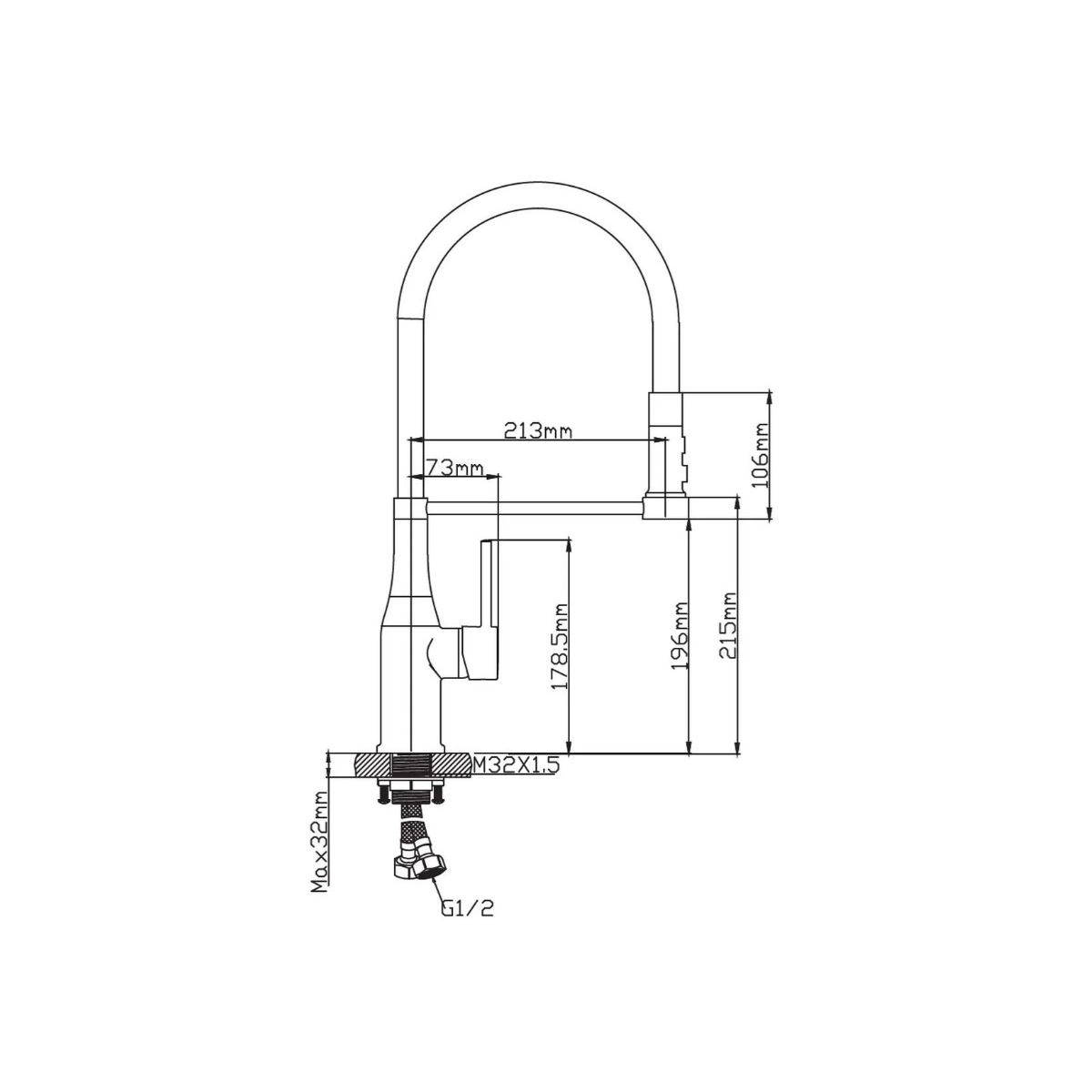 Смеситель для кухни Diadonna (Диадона) D60-0003BL чёрный