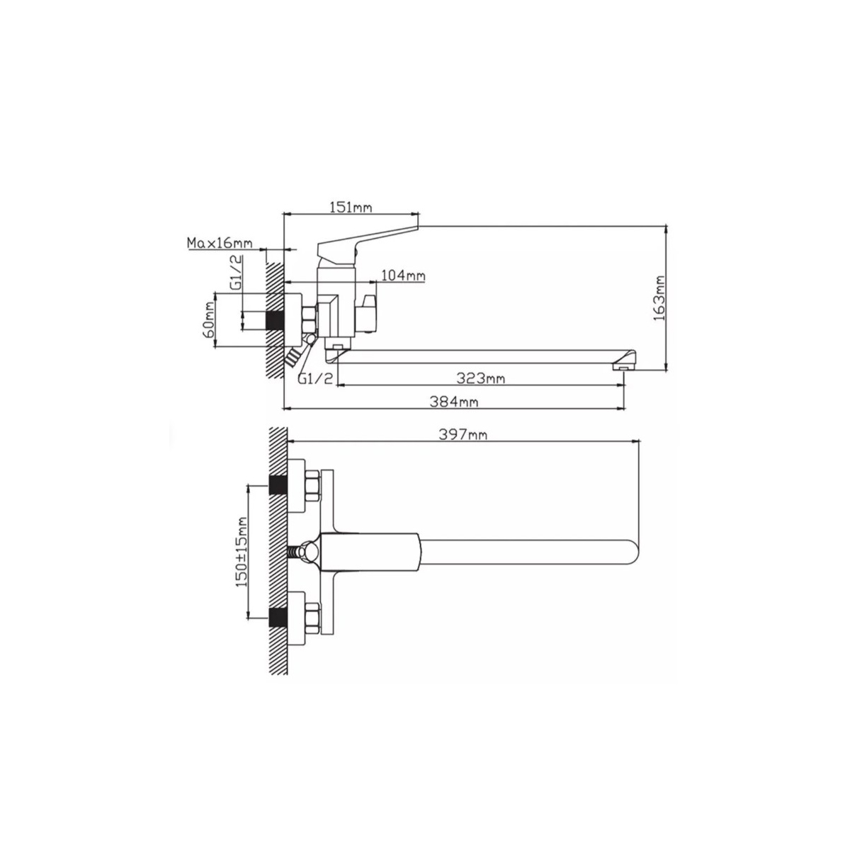 Смеситель для ванны Diadonna (Диадона) D170-22 хром