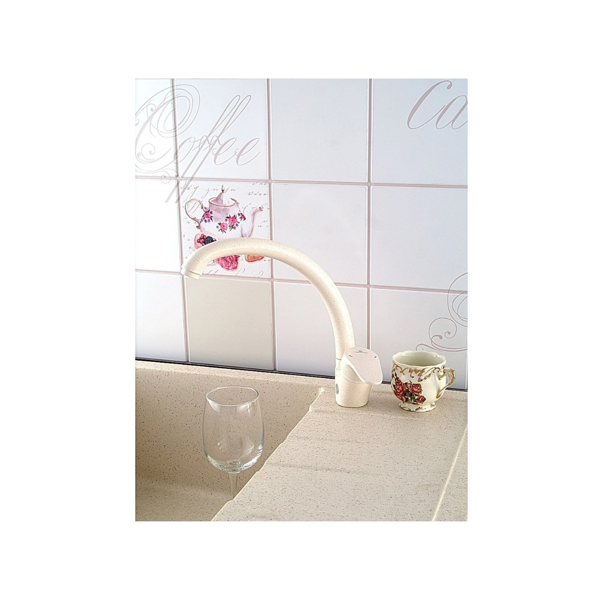 Смеситель для кухни Diadonna (Диадона) D124-59SW белый гранит