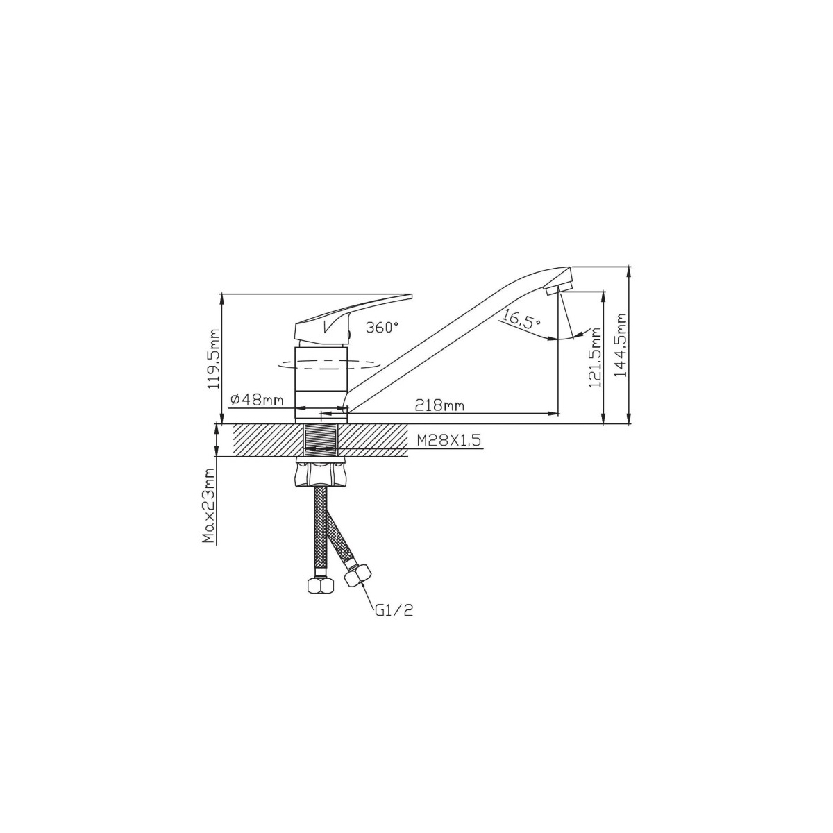 Смеситель для кухни Diadonna (Диадона) D124-49SM бежевый гранит