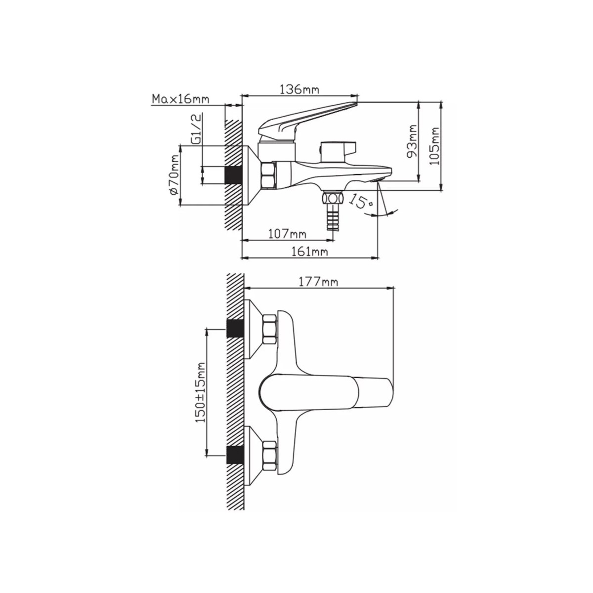 Смеситель для ванны Diadonna (Диадона) D171-30 хром