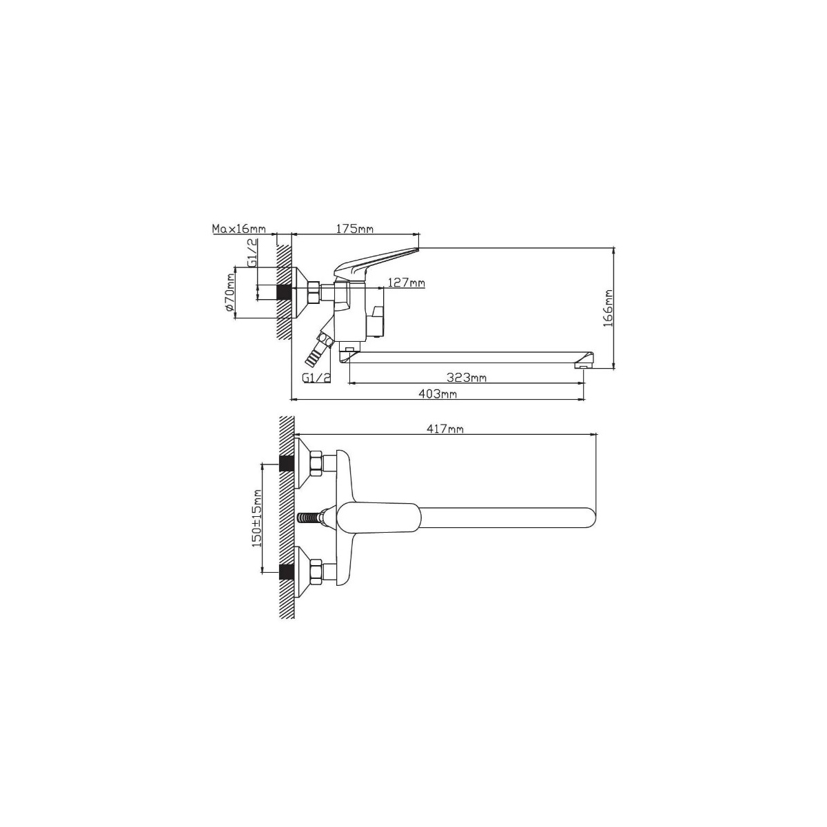 Смеситель для ванны Diadonna (Диадона) D171-22 хром