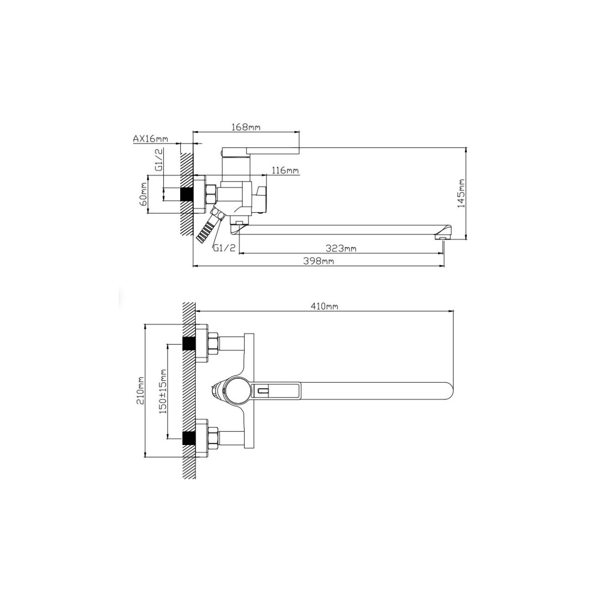 Смеситель для ванны Diadonna (Диадона) D172-22 хром