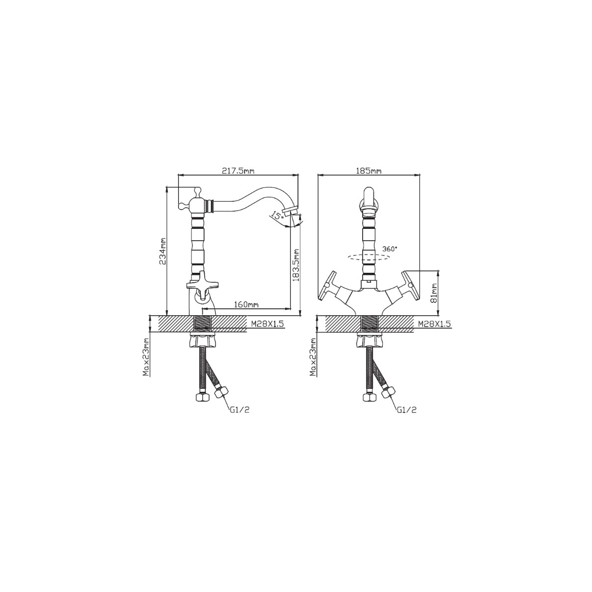 Смеситель для кухни Diadonna (Диадона) D351-74SW белый гранит