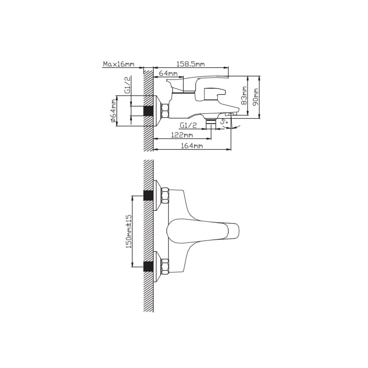 Смеситель для ванны Diadonna (Диадона) D100-30 хром