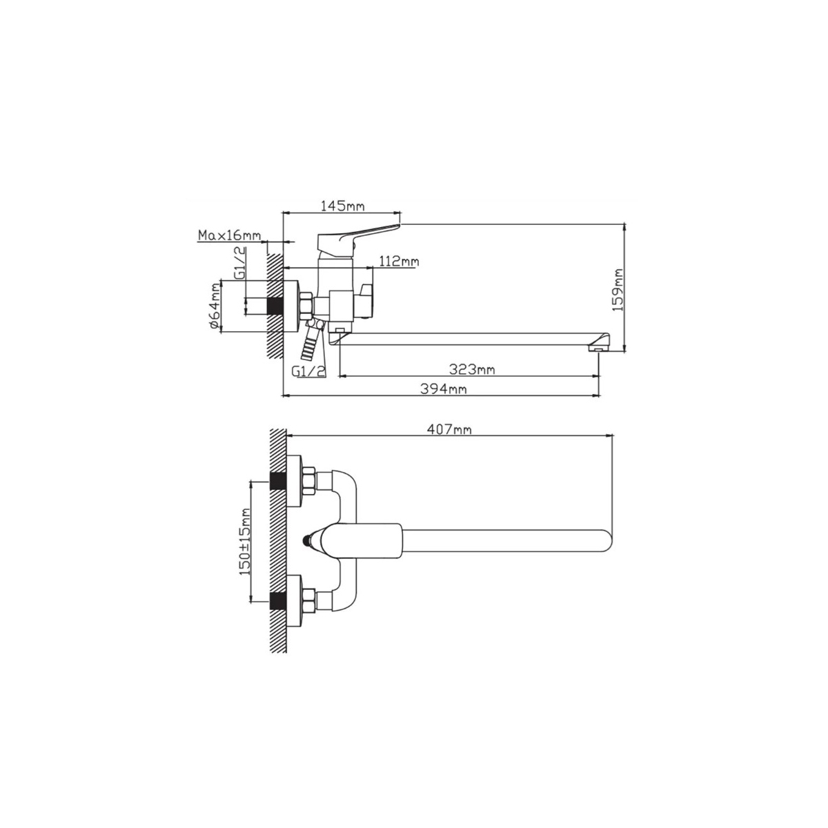 Смеситель для ванны Diadonna (Диадона) D168-22QH серый графит