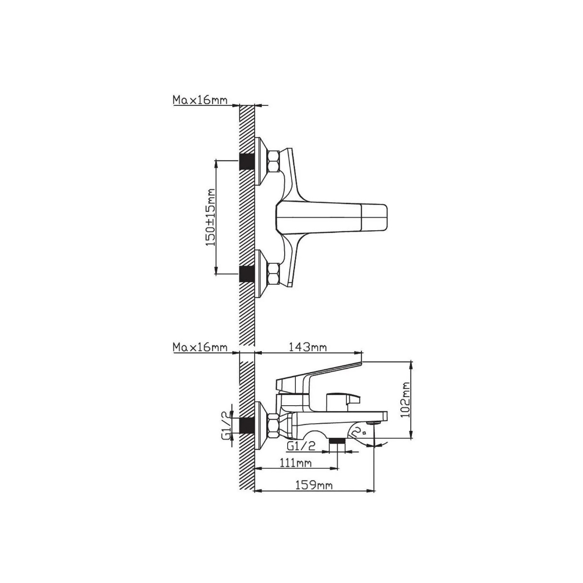 Смеситель для ванны Diadonna (Диадона) D22-19002BL чёрный