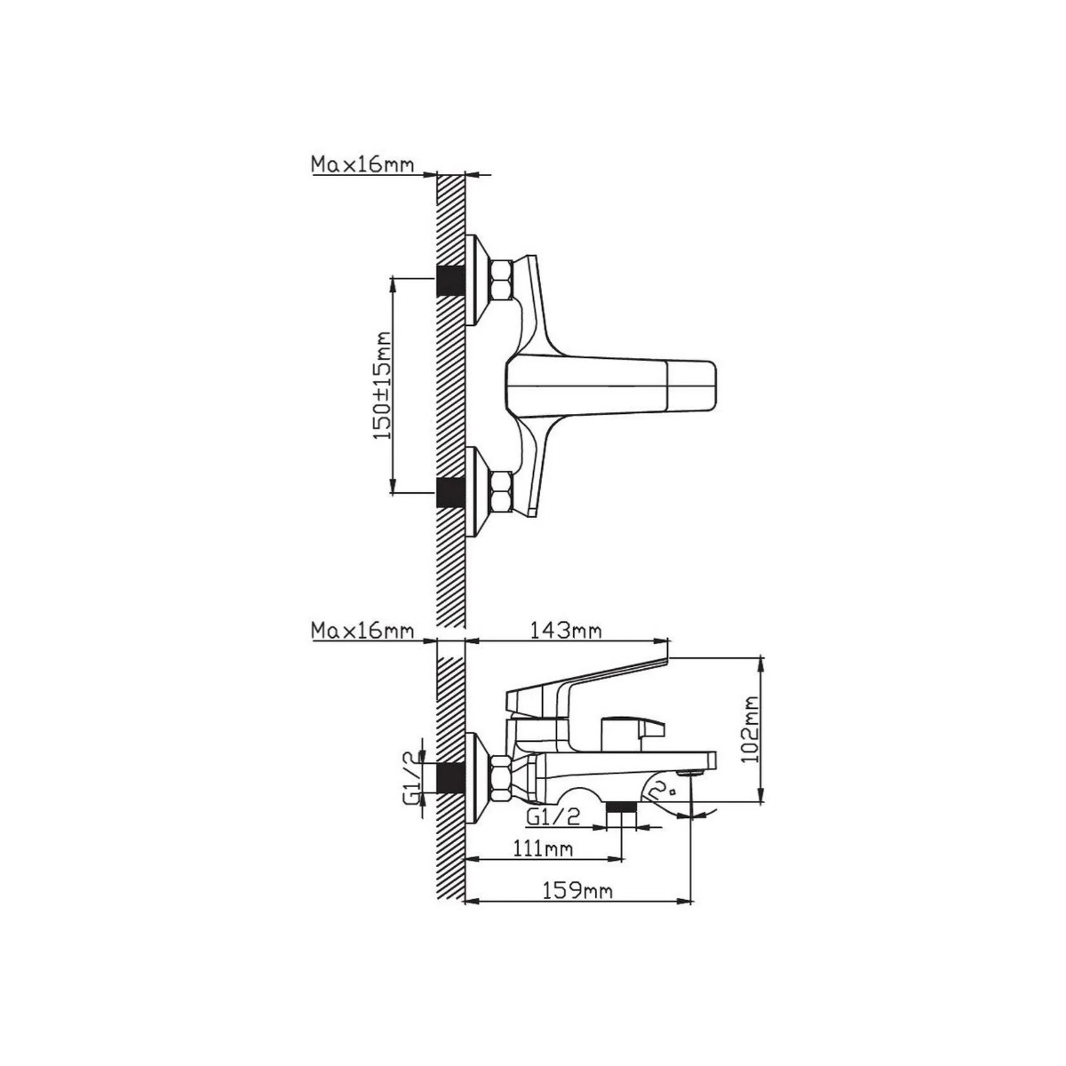 Смеситель для ванны Diadonna (Диадона) D22-19002W белый