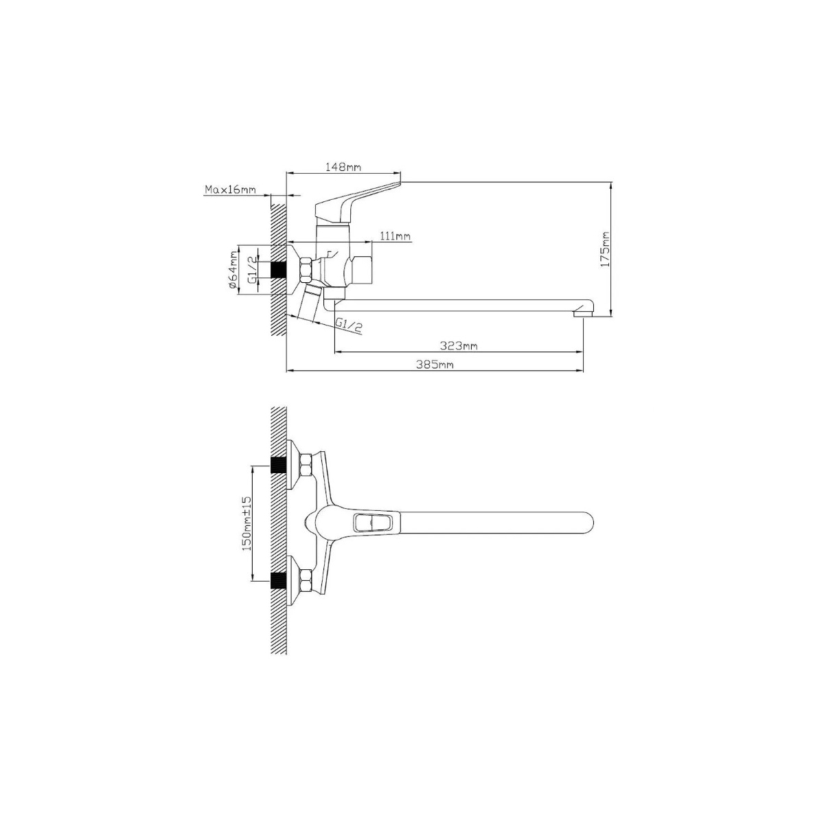 Смеситель для ванны Diadonna (Диадона) D298-22BL чёрный