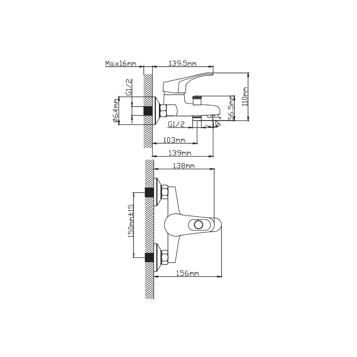 Смеситель для ванны Diadonna (Диадона) D30-294 хром