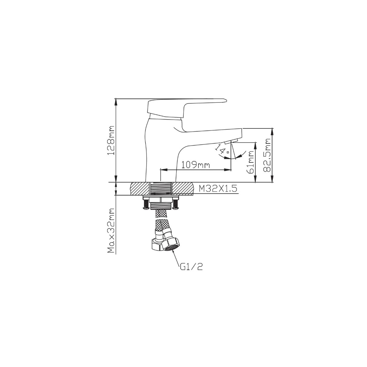 Смеситель для раковины Diadonna (Диадона) D80-110162 хром