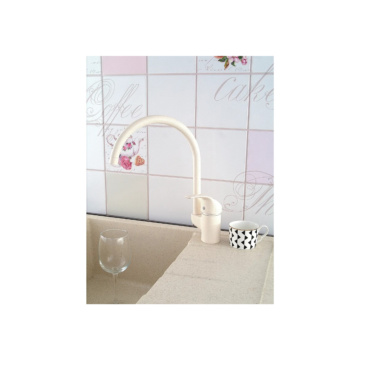 Смеситель для кухни Diadonna (Диадона) D102-70SW белый гранит