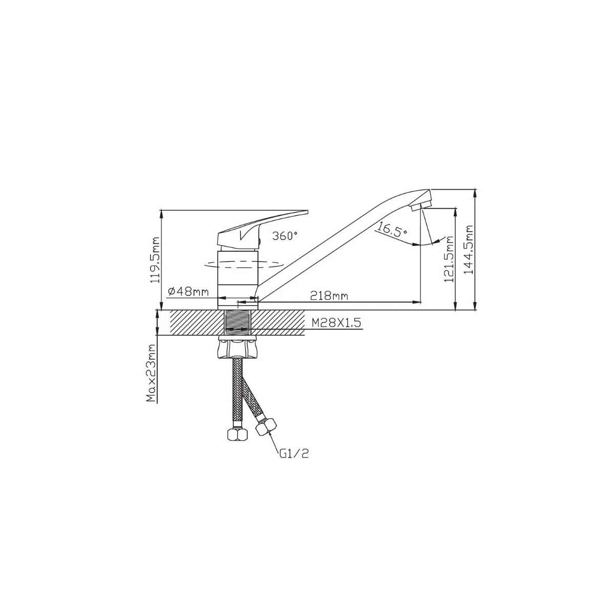 Смеситель для кухни Diadonna (Диадона) D124-49SK кремовый гранит