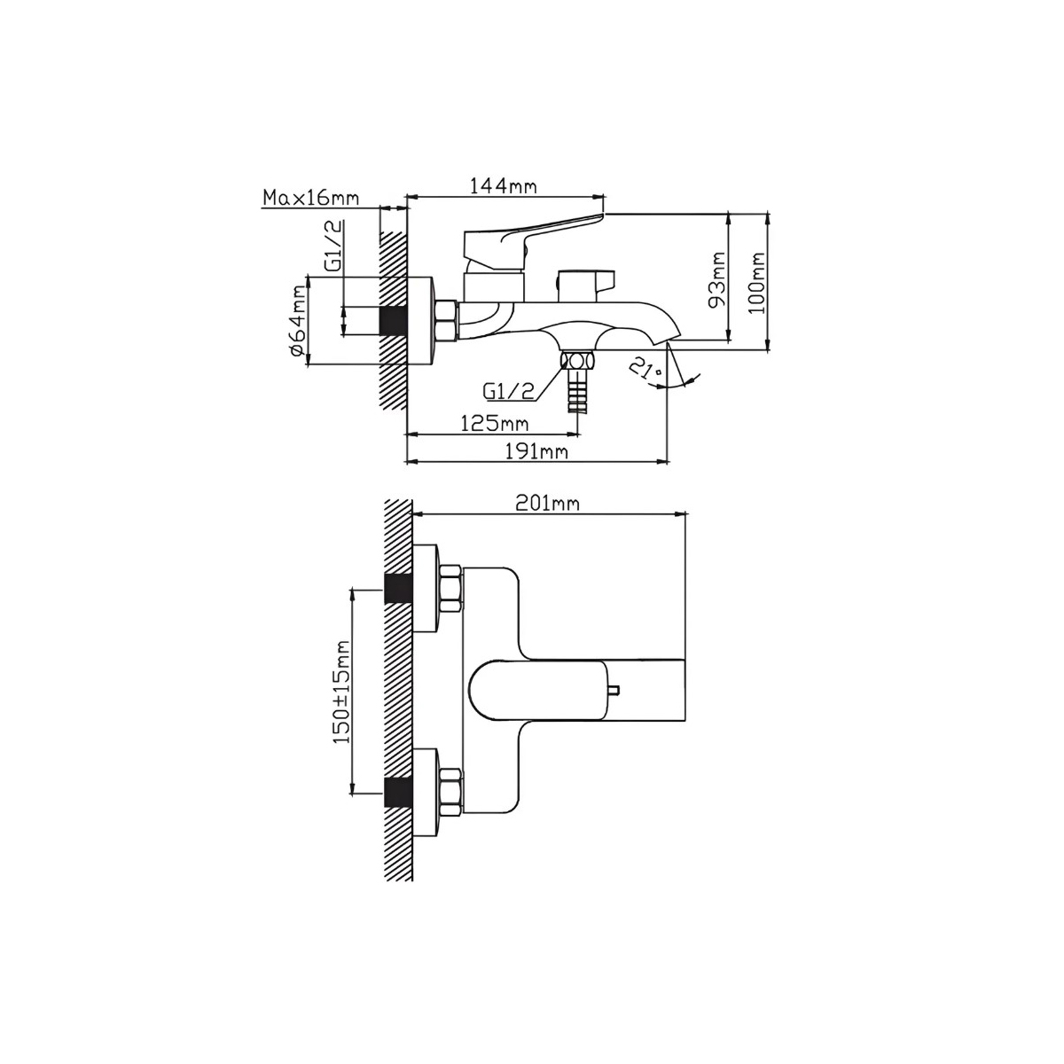 Смеситель для ванны Diadonna (Диадона) D168-30QH серый графит