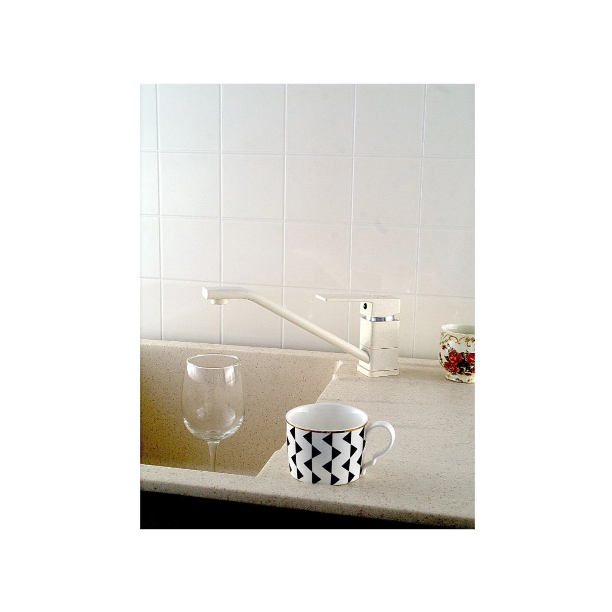 Смеситель для кухни Diadonna (Диадона) D106-42SW белый гранит