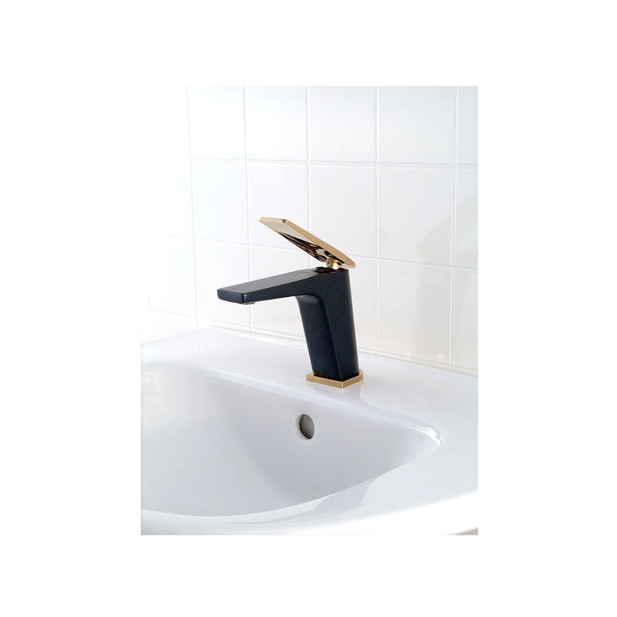 Смеситель для раковины Diadonna (Диадона) D169-10BL черный,розовое золото